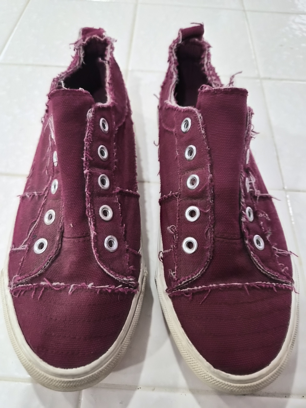 Corkys Frayed Slip-On Sneakers - Burgundy